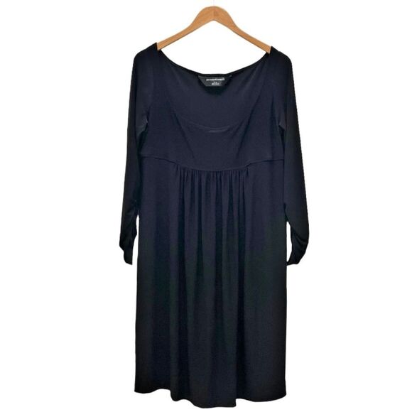 Norma Kamali Dress Size XL Scoop Neck Empire Waist Black Stretch Jersey Knit - Picture 2 of 11